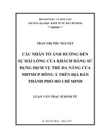 Các nhân tố ảnh hưởng đến sự hài lòng của khách hàng sử dụng dịch vụ thẻ đa năng của ngân hàng TMCP đông á trên địa bàn TPHCM