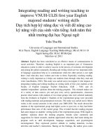 Integrating reading and writing teaching to improve VNUH-ULIS first year English majored students' writing skills