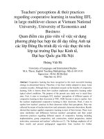 Teachers' perceptions & their practices regarding cooperative learning in teaching EFL in large multilever classes at Vietnam National University, University of Economics and Business