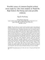 Possible causes of common English written errors made by 12th- form students at Thanh Ha High School, Hai Duong and some possible solutions