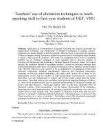 Teachers’ use of elicitation techniques to teach speaking skill to first-year students of UET, VNU