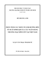 Phân tích các nhân tố ảnh hưởng đến tỷ suất sinh lợi của các ngân hàng thương mại niêm yết tại việt nam