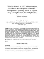 The effectiveness of using information gap activities to promote grade 10 students’ participation in speaking lessons at Nguyen Dang Dao high school, Bac ninh province
