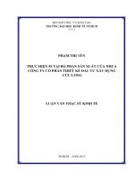 Thực hiện 5s tại bộ phận sản xuất cửa nhựa công ty cổ phần thiết kế đầu tư xây dựng cửu long
