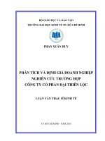 Phân tích và định giá doanh nghiệp nghiên cứu trường hợp công ty CP đại thiên lộc