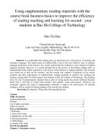 Using supplementary reading materials with the course book business basics to improve the efficiency of reading teaching and learning for second - year students at Bac Ha College of Technology