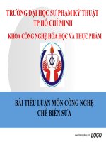 NGUYÊN LIỆU TRONG CÔNG NGHỆ CHẾ BIẾN SỮA