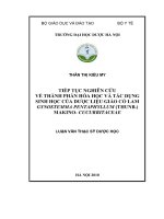 Tiếp tục nghiên cứu về thành phần hoá học và tác dụng sinh học của dược liệu giảo cổ lam gynostemma pentaphyllum ( thunb ) makino   cucurbitaceae)