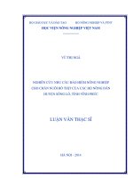 Nghiên cứu nhu cầu bảo hiểm nông nghiệp cho chăn nuôi bò thịt của các hộ nông dân huyện sông lô, tỉnh vĩnh phúc