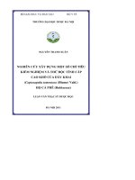 Nghiên cứu xây dựng một số chỉ tiêu kiểm nghiệm và thử độc tính cấp cao khô của dây khai ( cotosapelta tomentosa (blume) vahl ) họ cà phê (rubiaceae)