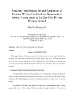 Students’ preferences for and Responses to Teacher Written Feedback on Grammatical Errors A case study at Le Quy Don Private Primary School