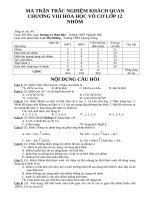 MA TRẬN TRẮC NGHIỆM KHÁCH QUAN CHƯƠNG VIII hóa học vô cơ lớp 12  NHÔM