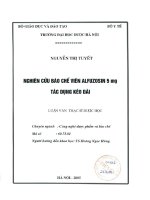 Nghiên cứu bào chế viên alfuzosin 5mg tác dụng kéo dài