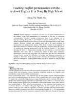 Teaching English pronunciation with the textbook English 11 at Dong Hy High School