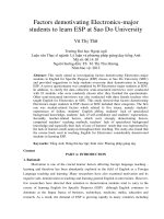 Factors demotivating Electronics-major students to learn ESP at Sao Do University