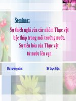 Bài thuyết trình Sự thích nghi của các nhóm thực vật bậc thấp trong môi trường nước. Sự tiến hóa của thực vật từ nước lên cạn Sự thích nghi của thực vật tảo