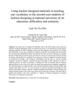 Using teacher-designed materials in teaching esp vocabulary to the second-year students of fashion designing at national university of art education difficulties and solutions