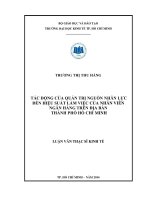 tác động của quản trị nguồn nhân lực đến hiệu suất làm việc của nhân viên ngân hàng trên địa bàn thành phố hồ chí minh