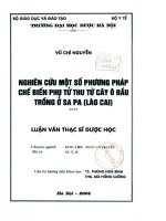 Nghiên cứu một số phương pháp chế biến phụ tử từ cây ô đầu trồng ở sa pa lào cai