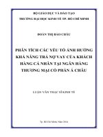 Phân tích các yếu tố ảnh hưởng khả nảng trả nợ vay của khách hàng cá nhân tại ngân hàng thương mại cổ phần á châu