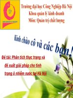 Phân tích thực trạng và đề xuất giải pháp cho tình trạng ô nhiễm nước tại Hà Nội