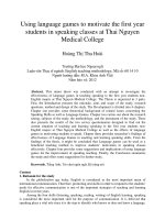 Using language games to motivate the first year students in speaking classes at Thai Nguyen Medical College