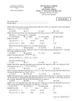 tổng hợp những đề thi trắc nghiệm kết thúc học phần môn hóa lý có đáp án
