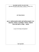 Đổi mới mô hình hợp tác trong nông nghiệp, nông thôn Thanh Hóa (1986nay)