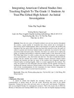 Integrating American Cultural Studies Into Teaching English To The Grade 11 Students At Tran Phu Gifted High School An Initial Investigation