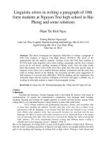 Linguistic errors in writing a paragraph of 10th form students at Nguyen Trai high school in Hai Phong and some solutions