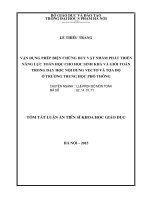 VẬN DỤNG PHÉP BIỆN CHỨNG DUY VẬT NHẰM PHÁT TRIỂN NĂNG LỰC TOÁN HỌC CHO HỌC SINH KHÁ VÀ GIỎI TOÁN TRONG DẠY HỌC NỘI DUNG VECTƠ VÀ TỌA ĐỘ Ở TRƯỜNG TRUNG HỌC PHỔ THÔNG