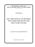 Phát triển kinh tế tập thể trong nông nghiệp trên địa bàn tỉnh đồng nai đến năm 2020