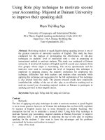 Using Role play technique to motivate second year Accounting- Majored at Dainam University to improve their speaking skill