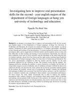 Investigating how to improve oral presentation skills for the second - year english majors of the department of foreign languages at hung yen university of technology and education