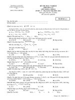 sưu tầm các đề thi trắc nghiệm kết thúc học phần môn hóa lý và đáp án
