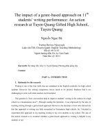 The impact of a genre-based approach on 11th students’ writing performance An action research at Tuyen Quang Gifted High School, Tuyen Quang