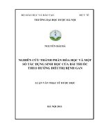 Nghiên cứu thành phần hóa học và một số tác dụng sinh học của bào thuốc theo hướng điều trị bệnh gan