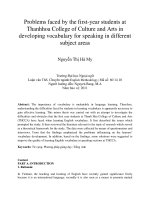 Problems faced by the first-year students at Thanhhoa College of Culture and Arts in developing vocabulary for speaking in different subject areas