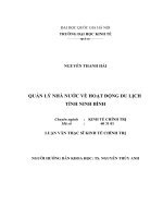 Quản lý nhà nước về hoạt động du lịch tỉnh Ninh Bình