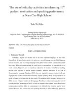 The use of role play activities in enhancing 10th graders’ motivation and speaking performance at Nam Cao High School