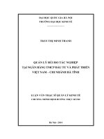 Quản lý rủi ro tác nghiệp tại Ngân hàng thương mại cổ phần Đầu tư và Phát triển Việt Nam-Chi nhánh Hà Tĩnh