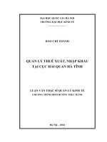 Quản lý thuế xuất, nhập khẩu tại Cục Hải quan Hà Tĩnh