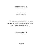 Mô hình quản lý dự án đầu tư phát triển sử dụng vốn ngân sách nhà nước trên địa bàn tỉnh Hưng Yên