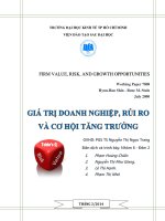 BÀI NGHIÊN CỨU RỦI RO, CƠ HỘI TĂNG TRƯỞNG VÀ GIÁ TRỊ DOANH NGHIỆP