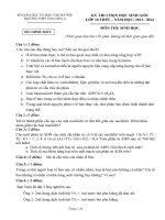 Đề thi học sinh giỏi lớp 10 môn Sinh học THPT Ứng Hòa A, Hà Nội năm học 2013  2014