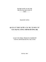 Quản lý nhà nước các dự án đầu tư xây dựng công trình đường bộ