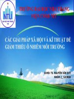 CÁC GIẢI PHÁP XÃ HỘI VÀ KĨ THUẬT ĐỂ GIẢM THIỂU Ô NHIỄM MÔI TRƯỜNG
