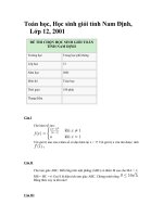 Đề thi chọn HSG toàn tỉnh Nam ĐInhj 2001