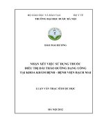 Nhận xét việc sử dụng thuốc điều trị đái tháo đường dạng uống tại khoa khám bệnh, bệnh viện bạch mai