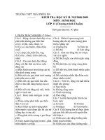 Đề Sinh Học kiểm tra học kỳ II 2009